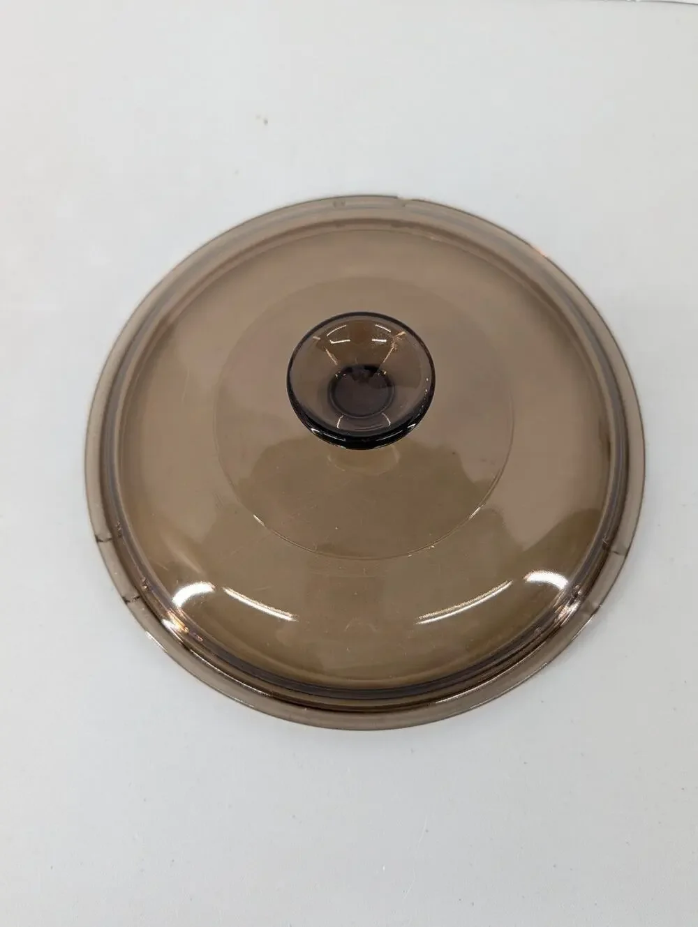 PYREX Vision Ware V-2.5-C Amber Replacement Lid Corning 8 Inch Vintage